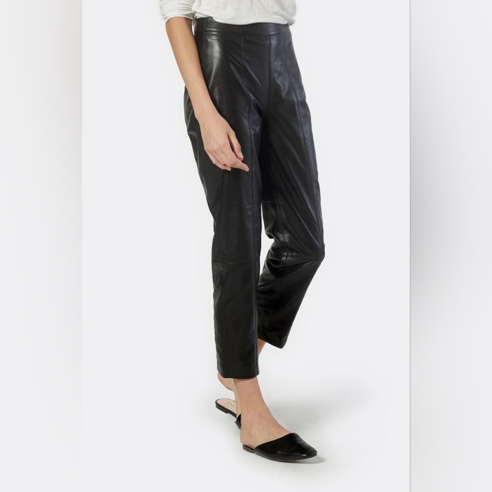✨ STUNNING Joie Bianca Vegan Leather Cropped Pants – Caviar Black Size 12 ✨